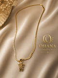 Gold Little Girl Charm Cuban Chain Necklace