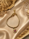 Gold Strawberry CZ Charm Snake Chain Bracelet
