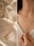 Gold 'Love' Butterfly Heart Pendant Necklace