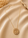 Gold Initial B Baguette Pendant Necklace