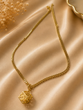 Gold Filigree Cube Pendant Necklace