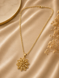 Gold Quinceañera 15 Flower Crystal Pendant Necklace