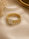 Gold Crystal Dome Crown Band Ring size 8