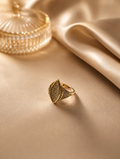 Gold Marquise CZ Pavé Signet Ring size 7