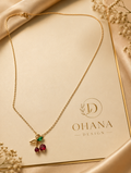 Gold Cherry Crystal Pendant Delicate Chain Necklace