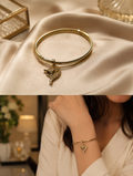 Gold Pavé Fox Charm Bangle Bracelet