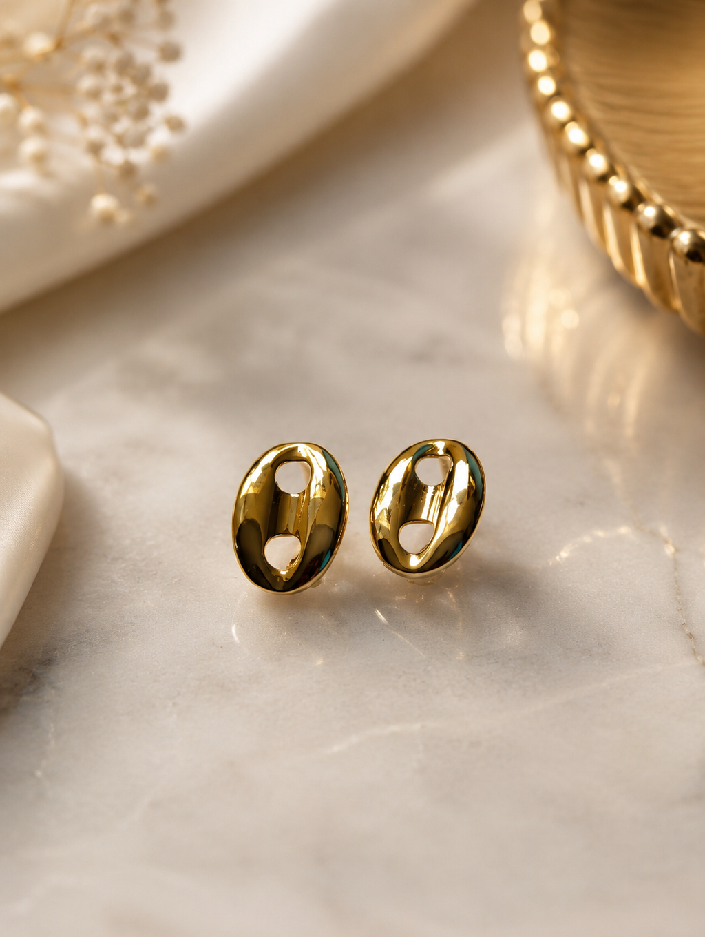 Gold Mariner Link Stud Earrings