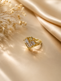 Gold Square CZ Cluster Statement Ring size 8