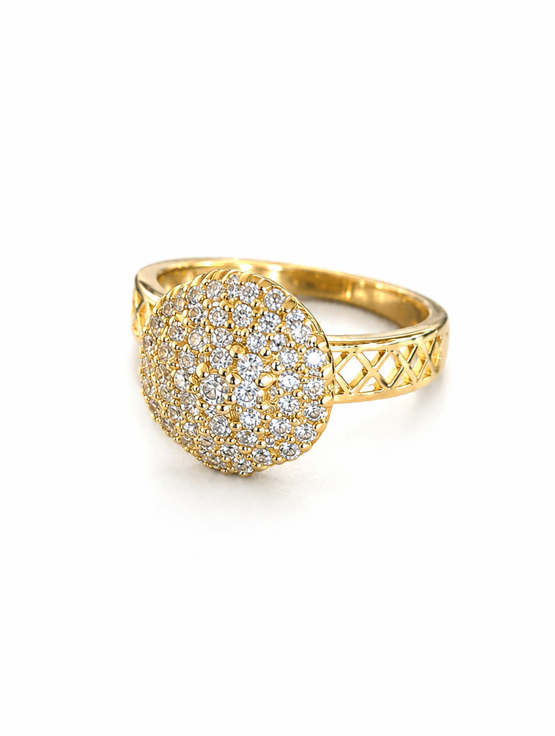 Crystal Bloom Ring – Gold-Plated Floral Crystal Ring size 9