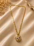 Gold Pavé Teddy Bear Cuban Chain Necklace