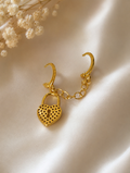 Gold Heart Lock Double Ear Cuff