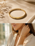 Gold Crystal Station Hinged Bangle Bracelet
