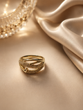 Gold Crossover CZ Pavé Cocktail Ring size 9