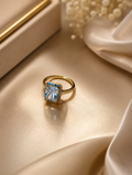 Gold Rectangle Diamond-Style CZ Halo Ring size 7
