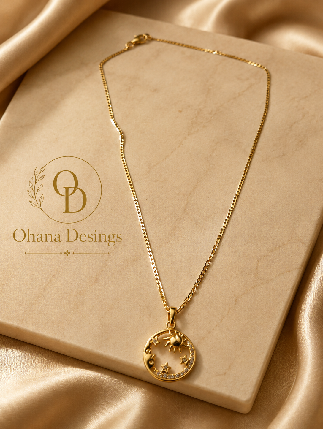 Gold Zodiac Coin Pendant Curb Chain Necklace