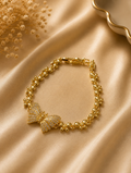 Gold Pavé Butterfly Bead Chain Bracelet