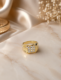 Gold Crystal Pavé Signet Ring size 8