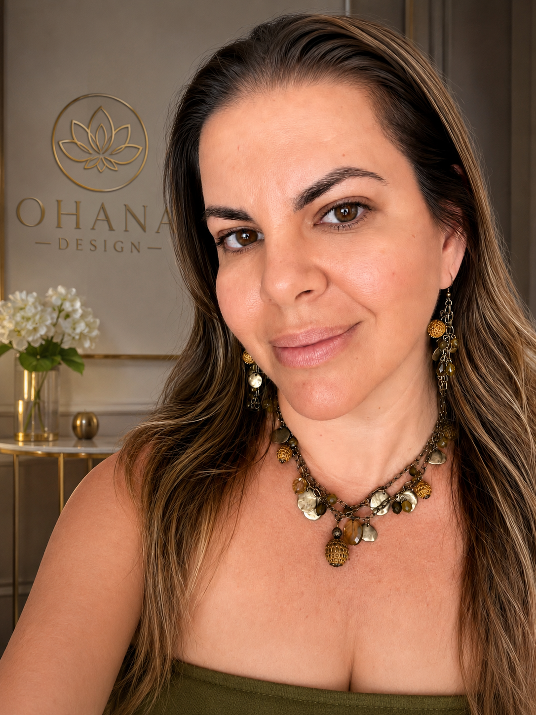 Bronze Coin & Filigree Charm Necklace & Earring Set