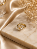 Gold Four-Stone Clover Ring size 6