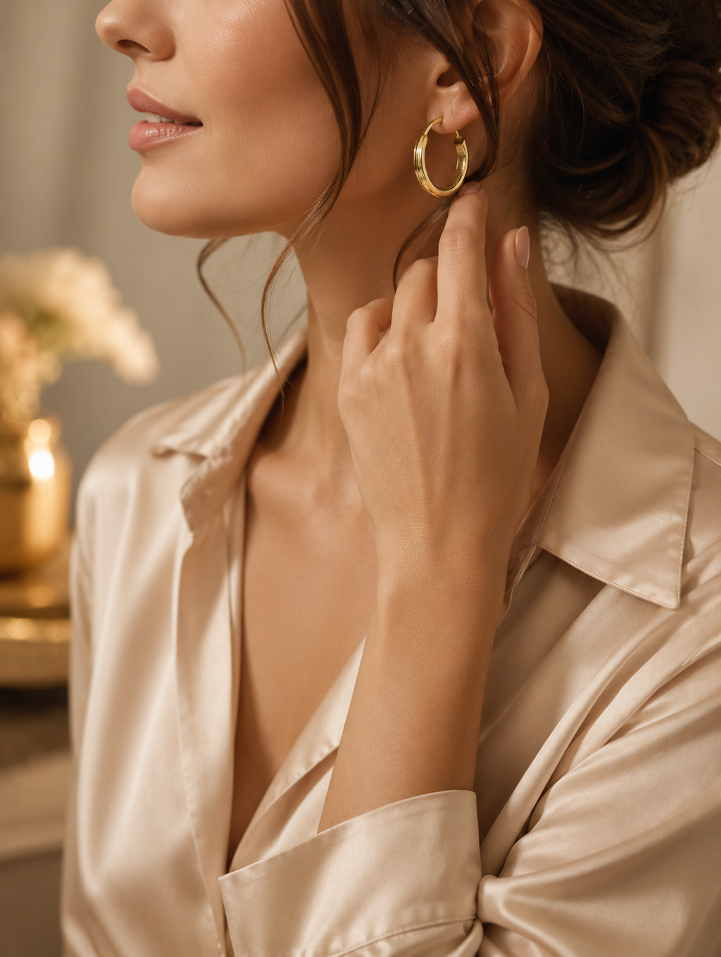 Gold Chunky Tube Hoop Earrings – Large