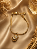Gold Owl Charm Snake Chain Bracelet with CZ Eyes