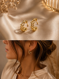 Gold Open Cuban Chain Hoop Earrings