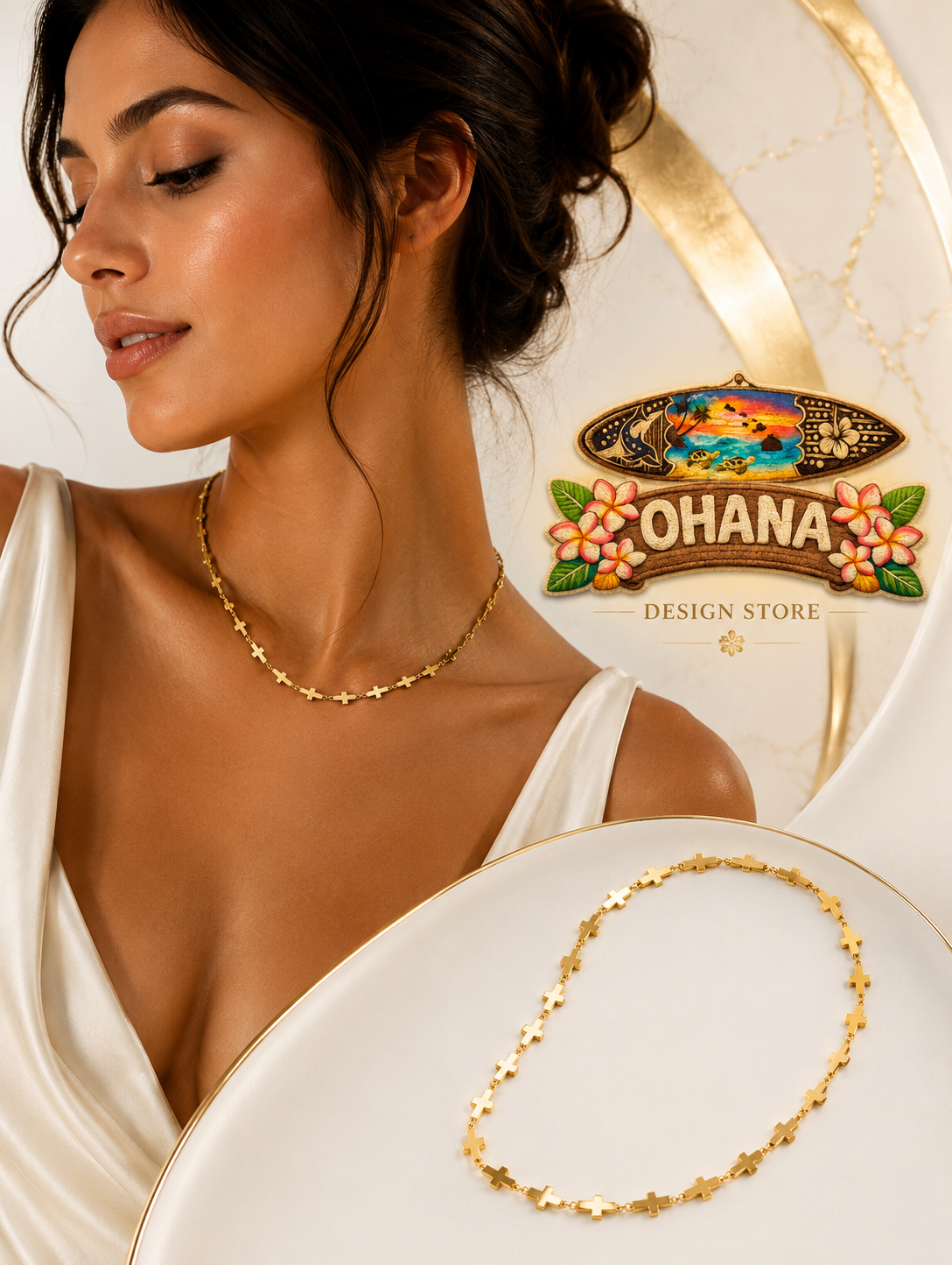 Gold Cross Chain Necklace