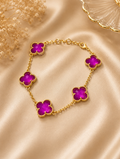 Gold Fuchsia Clover Station Bracelet