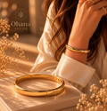 Gold Polished Hinged Bangle Bracelet