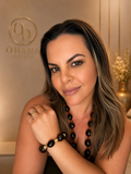 Dark Amber Bead Necklace & Bracelet Set