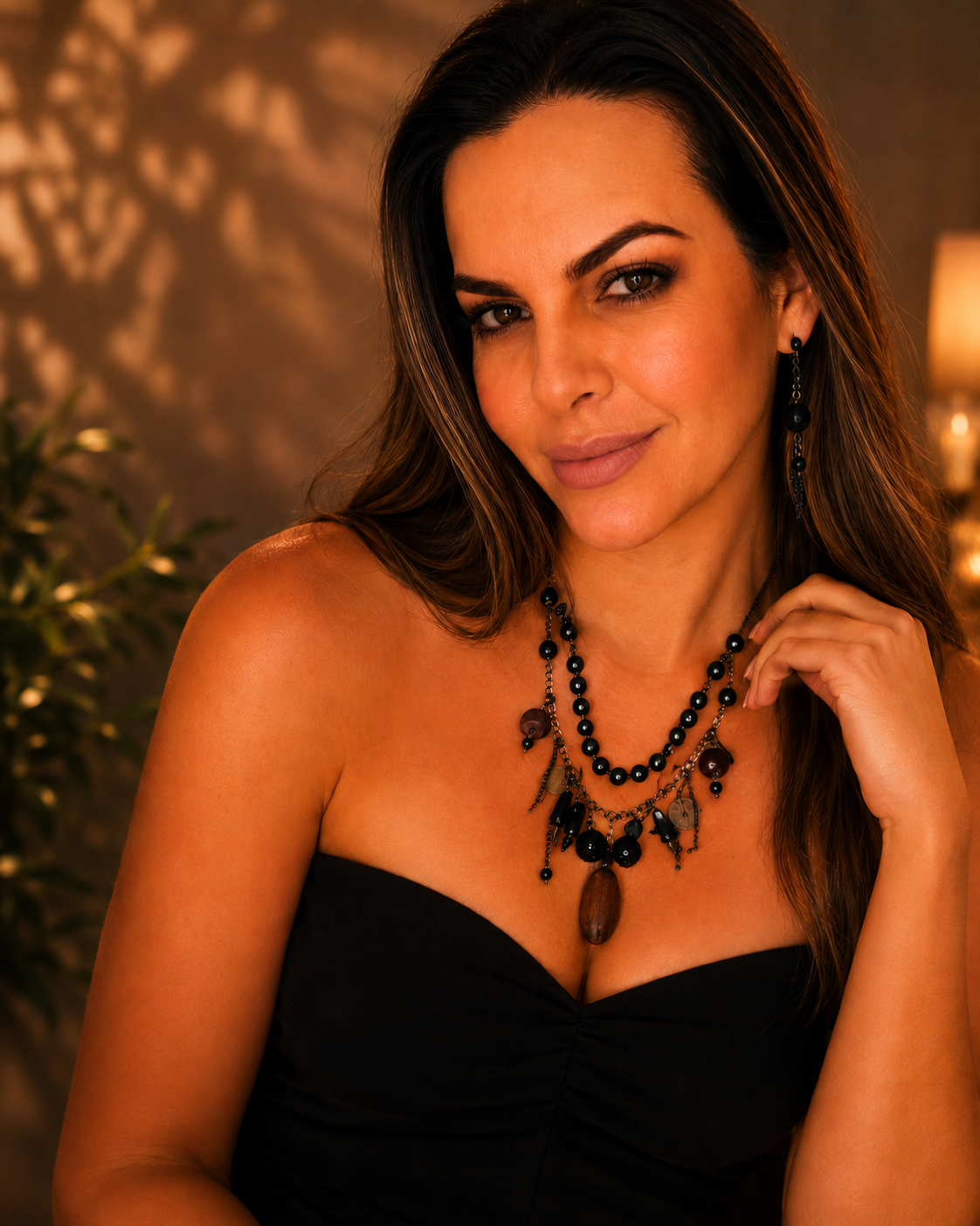 Black Onyx Multi-Strand Statement Necklace & Earring Set