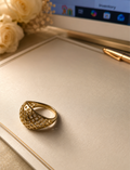 Gold Woven Dome Ring – Textured Basket Weave Statement Ring size 7