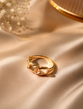 Gold Chain Link Ring – Interlocking Buckle Statement Ring size 10