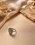 Gold Moonstone Cabochon Ring size 9