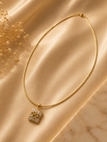 Gold CZ Gift Box Pendant Necklace