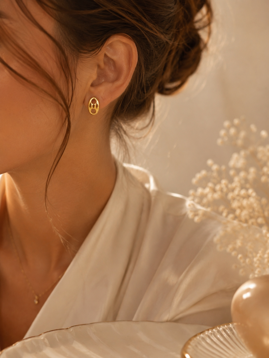 Gold Mariner Link Stud Earrings