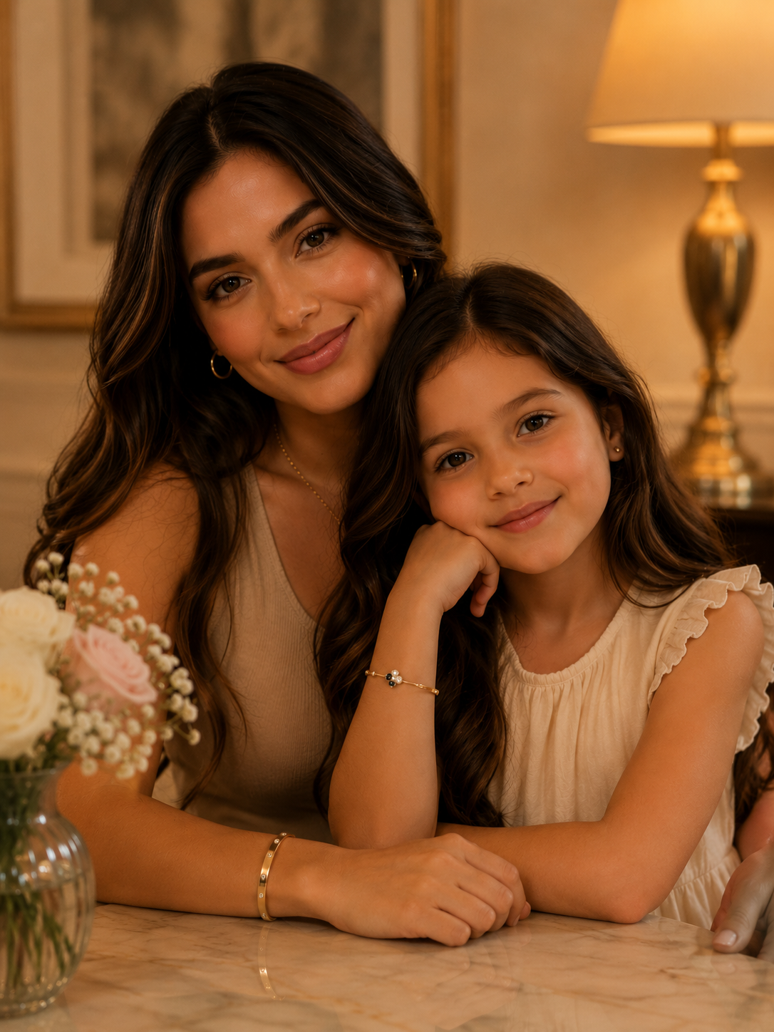 Gold Screw Bangle Bracelet Set mother & daughter
