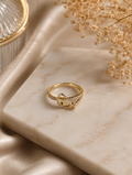 Gold Lock & Key Pavé Ring size 9