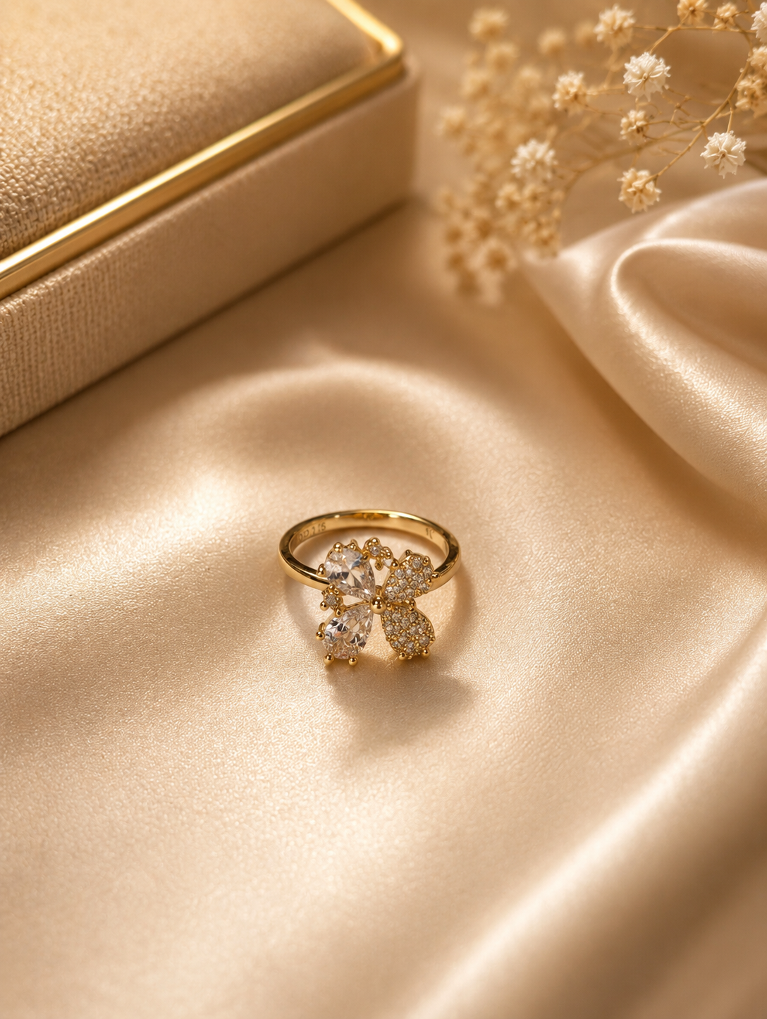 Gold Butterfly CZ Ring size 6