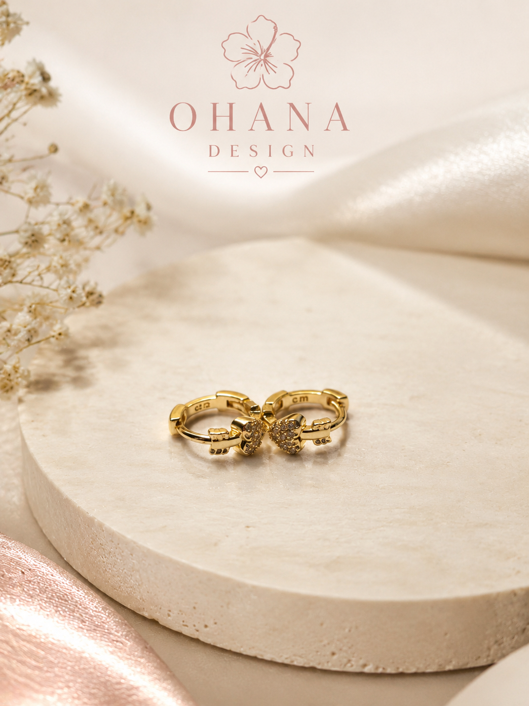 Gold Heart Huggie Hoop Earrings – Baby & Little Girl