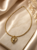 Gold Panther Heart Pendant Twisted Chain Necklace