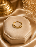 Gold Twisted Rope Ring – Dainty Pavé Crystal Link Stackable Ring size 7