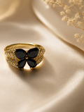 Gold Black Butterfly CZ Ring size 7