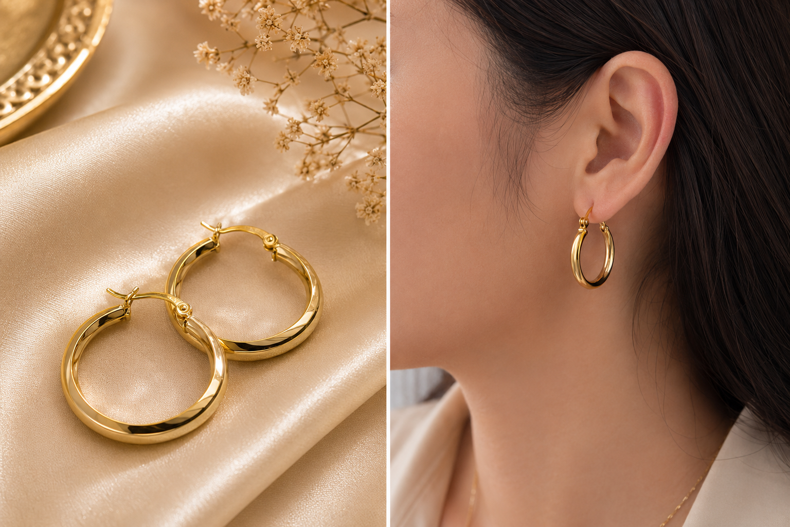 Gold Chunky Tube Hoop Earrings