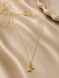 Gold 3D Butterfly Pendant Necklace with Crystal Center
