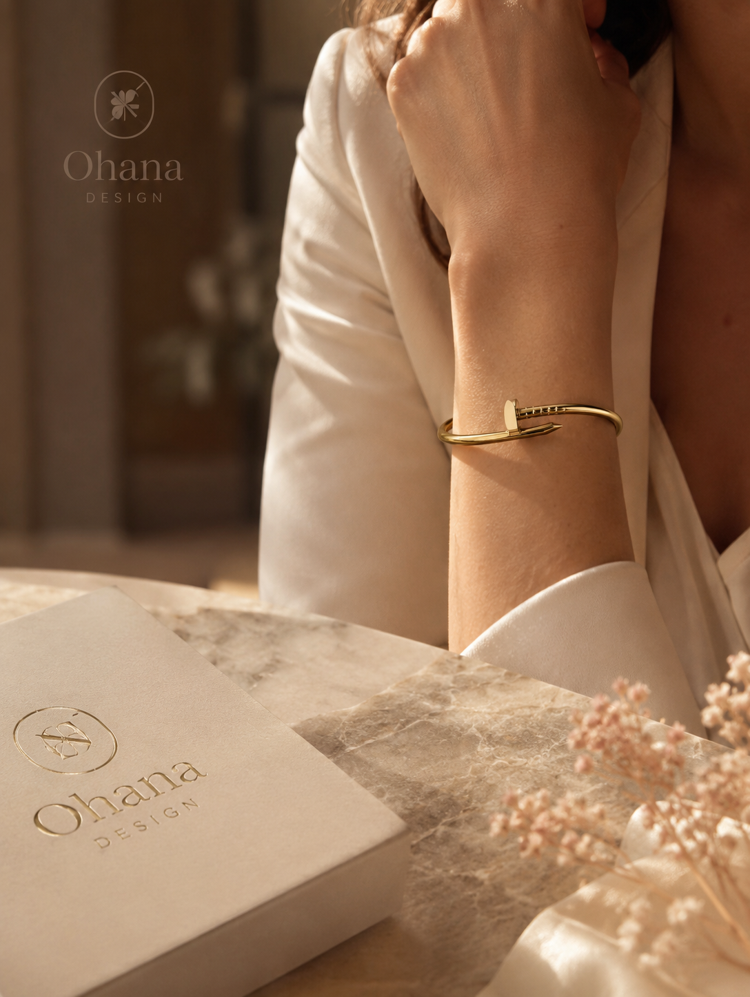 Gold Nail Cuff Bangle Bracelet