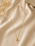 Gold Open Heart Pendant Necklace with Pavé Crystal Accent