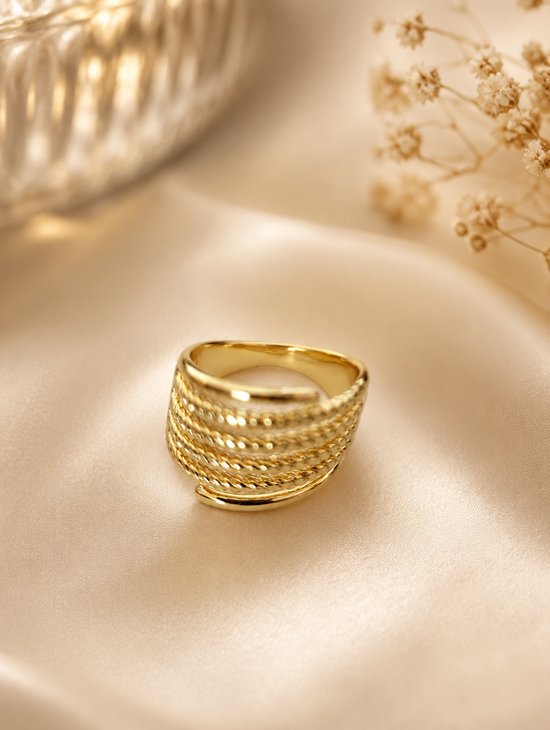 Gold Multi-Layer Rope Texture Ring size 8.5