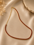 Gold Red Crystal Tennis Necklace