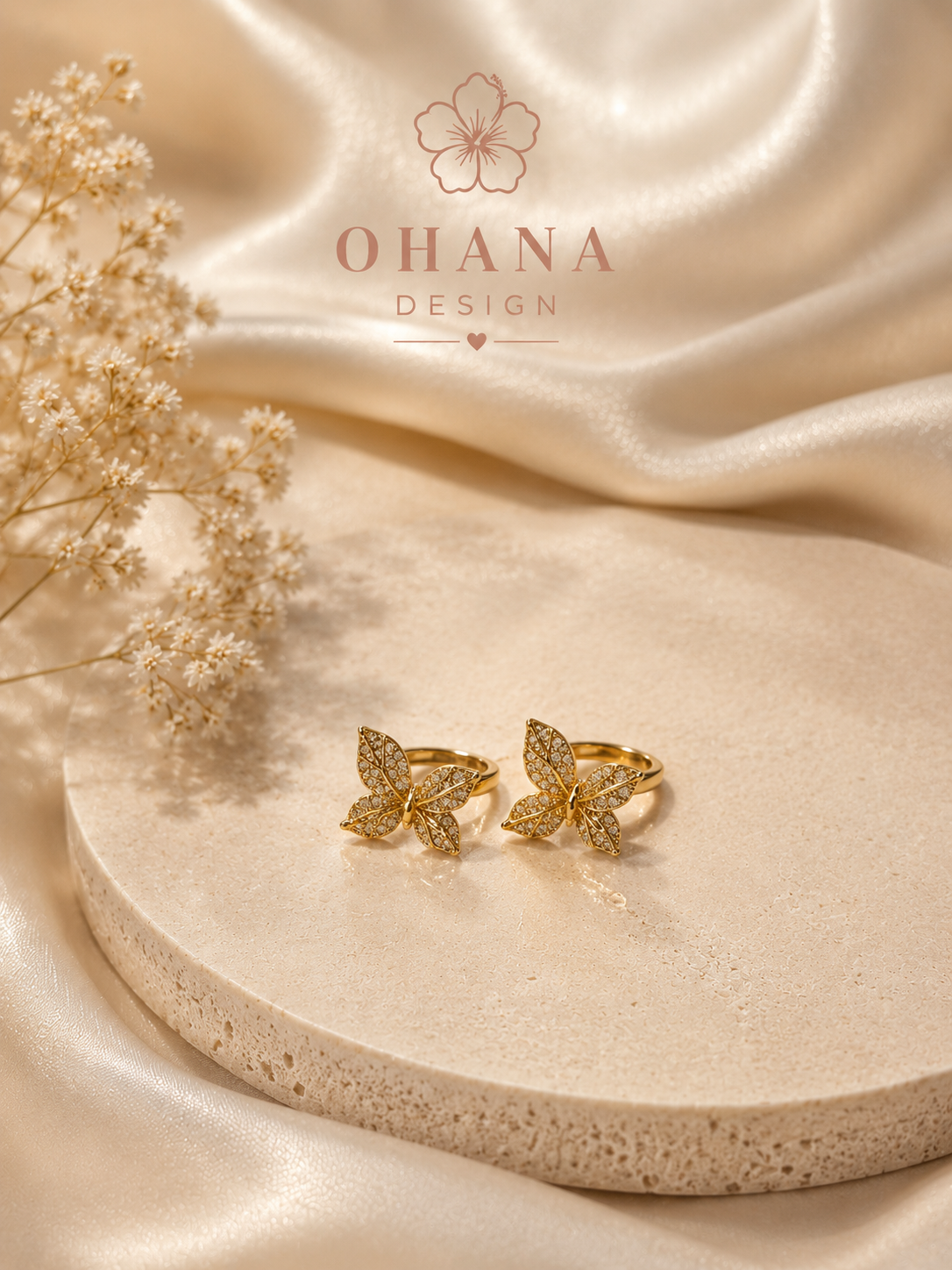 Gold Pavé Butterfly Huggie Earrings